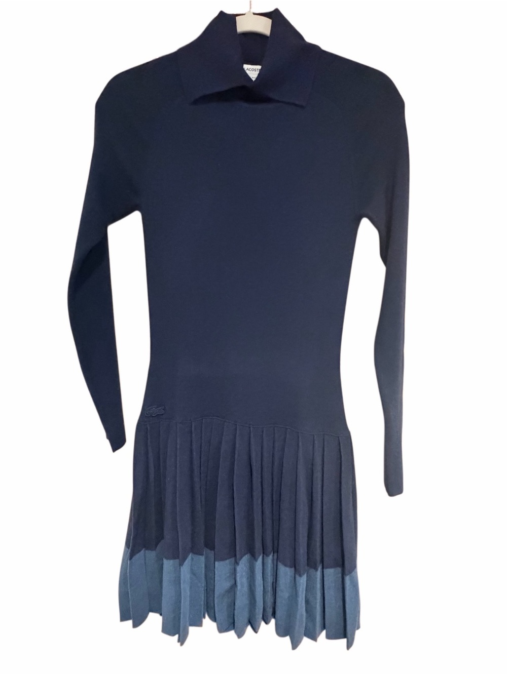 Lacoste Navy and Light Blue Pleated Polo Mini Dress - Picture 2 of 4